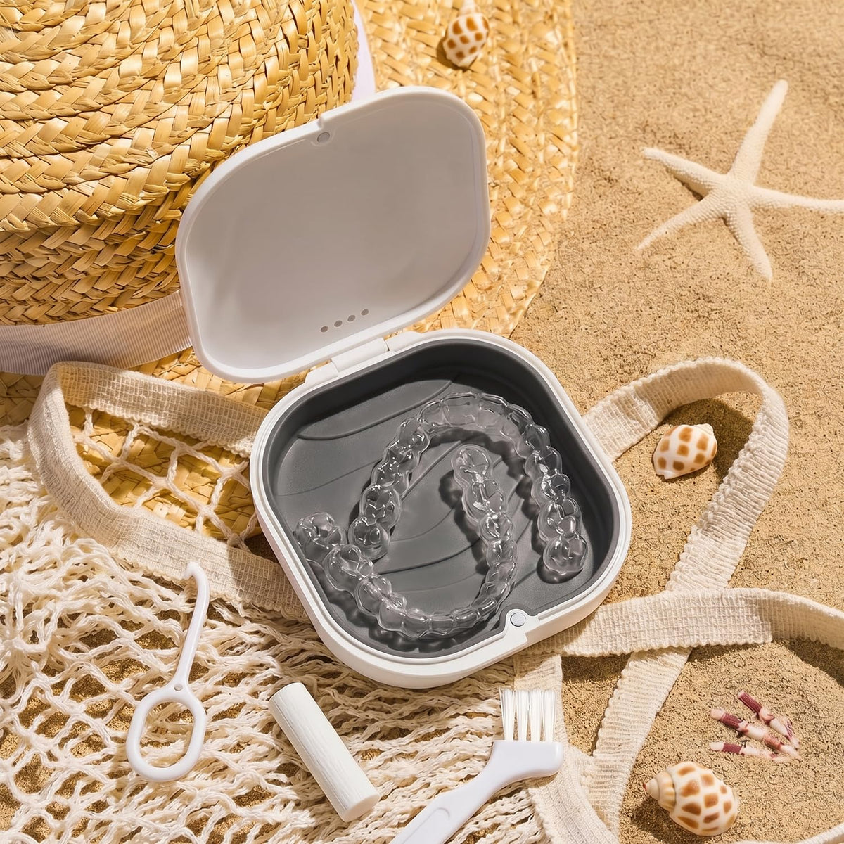 Retainer Case with Vent Holes, Aligner Case Kit for Invisalign | Breathable Ventilation • Removable Silicone Liner • Magnetic Closure • Fits Invisalign, Aligners • Removal Tool & Seater