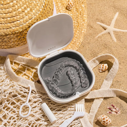Retainer Case with Vent Holes, Aligner Case Kit for Invisalign | Breathable Ventilation • Removable Silicone Liner • Magnetic Closure • Fits Invisalign, Aligners • Removal Tool & Seater