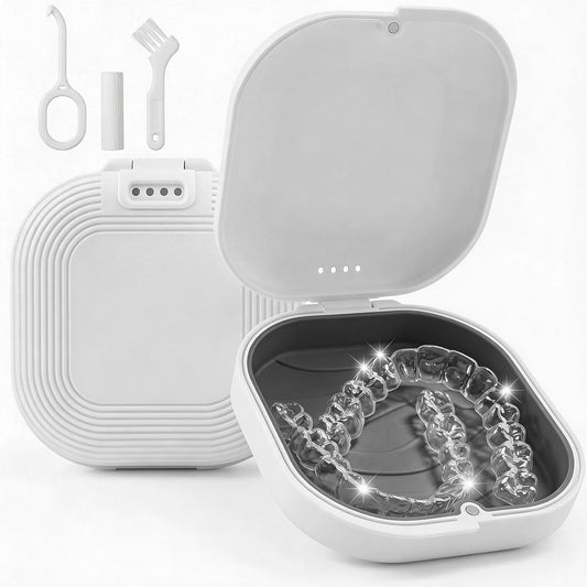Retainer Case with Vent Holes, Aligner Case Kit for Invisalign | Breathable Ventilation • Removable Silicone Liner • Magnetic Closure • Fits Invisalign, Aligners • Removal Tool & Seater