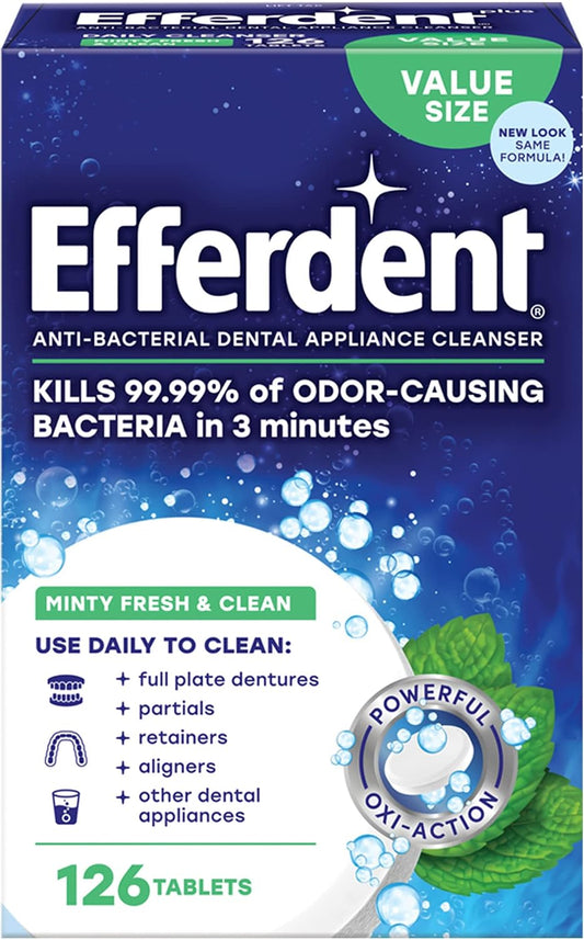 Retainer Cleaning Tablets, Denture Cleaning Tablets for Dental Appliances & Dentek Triple Clean Advanced Clean Floss Picks, No Break & No Shred Floss, 150 Count